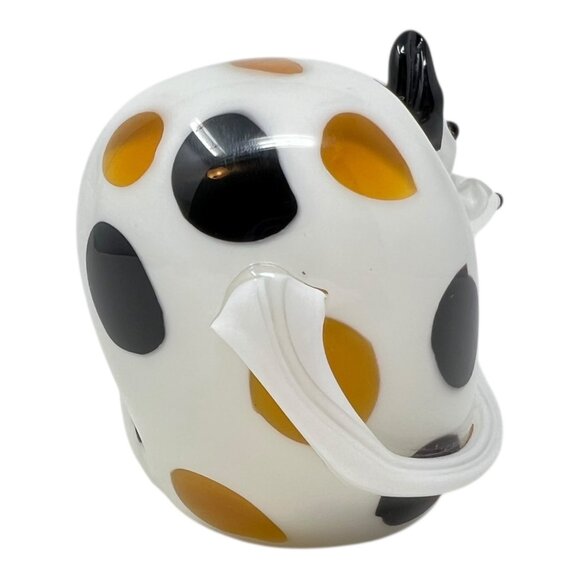 Dalmation Spotted Dog Art Glass Paperweight Figurine White Brown Black Spots - Picture 4 of 8